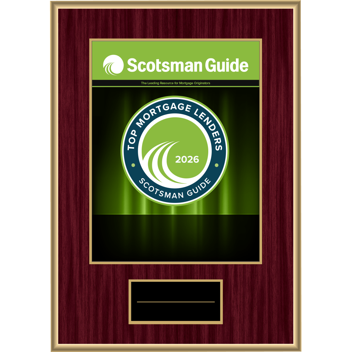 2026 Top Mortgage Lenders - Plaque