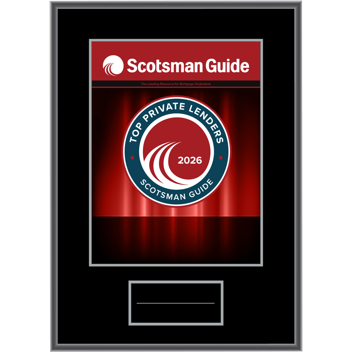 2026 Top Private Lenders - Plaque