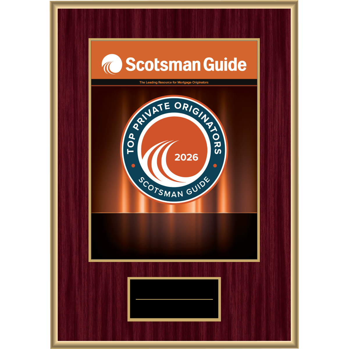 2026 Top Private Originators - Plaque